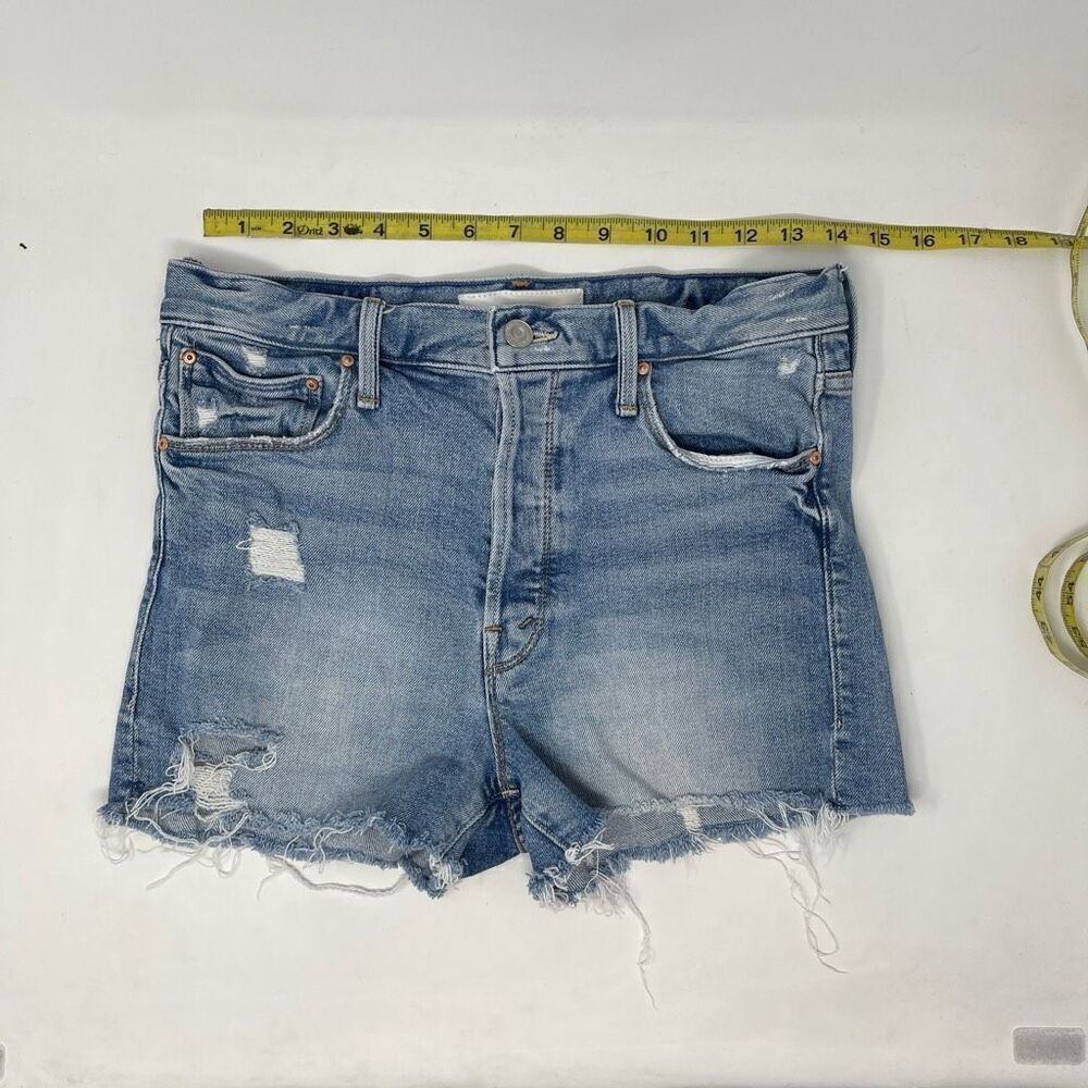 MOTHER Blue Distressed Jean Shorts